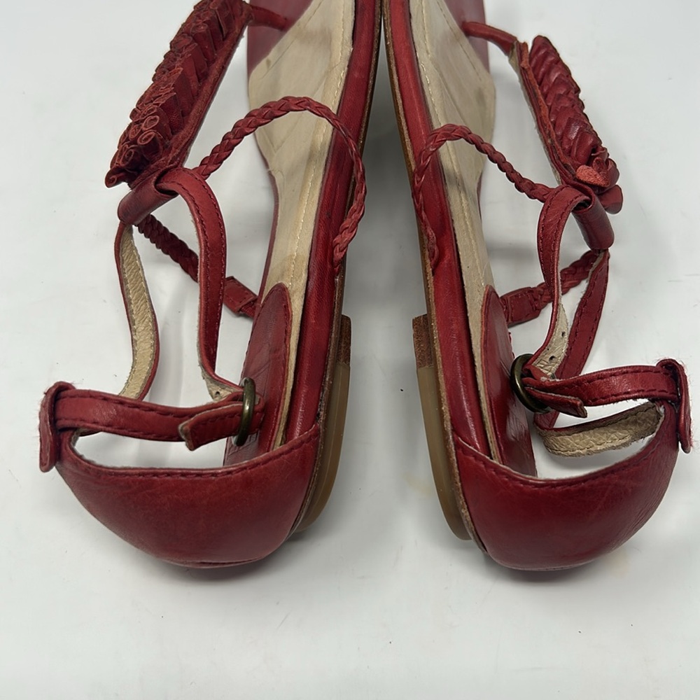 Frye Red Laurel Flower T-Strap Leather Women’s Sandals Size 10 - Picture 13 of 16